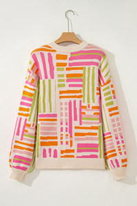 Dear-Lover Maglione da Donna all'Ingrosso con Motivo a Rose e Linee, Collo Tondo e Maniche a Sbuffo - Product Image 3