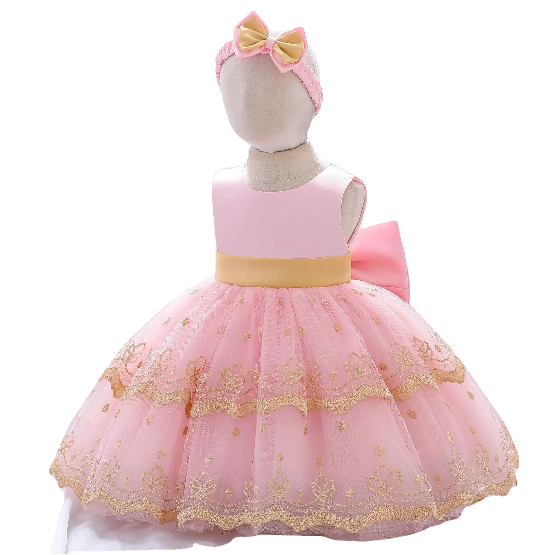 フォーマルエレガントな誕生日ウェディングプリンセス幼児ガウンオンライン服子供服子供服卸売女の赤ちゃんドレス