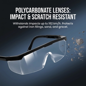 Professional High Impact Resistant Safety Goggles Anti-Fog Anti-Scratch PC Lens Protective Eyewear with <b>Adjustable</b> Temple - Product Image 6