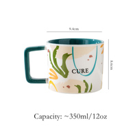 Yeni tasarım 12oz renkli iç sırlı baskılı Modern düz seramik Latte çay kahve fincanı kupa 2024