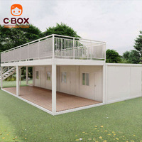 Cbox Maison Modulaire Détachable à 2 Étages avec Terrasse Spacieuse, Villa de Vacances, Cabane Modulaire Détachable en Conteneur