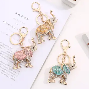 Dễ Thương Pha Lê Tai Lớn Tăng Vàng Voi Rhinestone Keychain Lấp Lánh Vòng Chìa Khóa Pha Lê Ví Mặt Dây Chuyền Thạch Túi Xách Quyến Rũ