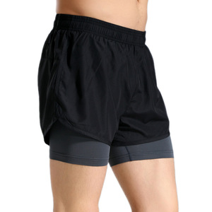 Short de sport d'été de haute qualité Logo personnalisé Double couche couleur assortie Fitness course et short de sport respirant pour hommes - Product Image 4