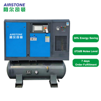 Compresor de Aire de Tornillo Estacionario Cuatro en Uno de 15KW 20HP 16Bar con PLC Integrado, Tanque, Secador, Filtro y Separador 380V 50Hz CE