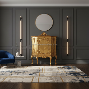 OE FASHION Armoire à vin en bois massif de luxe de style antique français avec feuille d'or pour projet de salon de villa d'hôtel 5 étoiles - Product Image 1