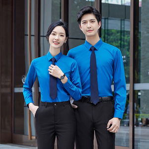 Bamboo Fiber Unisex Shirt Long And Short Sleeves Anti-Wrinkle Solid Color Business <b>Work</b> Shirt Poplin Fabric - Product Image 3