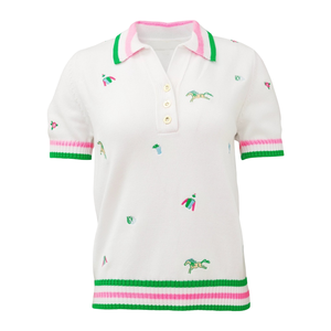 Maglione Polo da Donna in Maglia di Cotone Misto Ricamato Estivo Personalizzato con Colletto a Contrasto 12GG, Stile Preppy per <span class=keywords><strong>Golf</strong></span> e Tennis - Vendita all'Ingrosso - Product Image 4