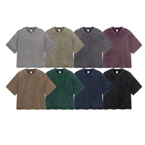 T-shirt court tendance coupe ample style européen et américain, délavé effet vintage, basique à manches courtes - Product Image 4