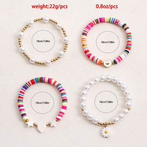 Fancy Day Bohemian Beach Girl Pulsera de cuentas chapada en oro Conjunto de joyería de mujer Shell Star Heart Charm Pulsera de perlas de imitación - Product Image 6