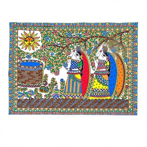 Pintura 3D Completa en Metal Hecha a Mano, Arte Folclórico Clásico de Mithila de Bihar, de Jharkhand - Product Image 1