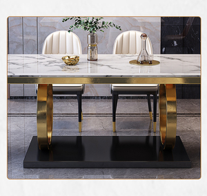 Tavolo da Pranzo Rettangolare <span class=keywords><strong>in</strong></span> <span class=keywords><strong>Marmo</strong></span> di Lusso Leggero con Set di Sedie, Tavolo da Pranzo Moderno - Product Image 6