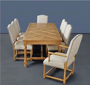 Stile Country americano in legno massello Vintage semplice rettangolare tavolo <span class=keywords><strong>da</strong></span> <span class=keywords><strong>pranzo</strong></span> in rovere francese intarsiato lungo soggiorno - Product Image 1