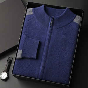 Áo len nam 100% cashmere có khóa kéo, áo khoác cardigan dệt kim ấm áp mùa đông - Product Image 5