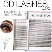 Extensions de cils pré-faits en éventail XXL noir mat naturel de haute qualité, 20 rangées, 2D 3D 4D 5D 6D 7D 8D 10D, tige courte, 0.05 0.07 0.10