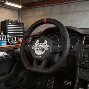 Volant de course personnalisé Dhsmt Golf MK7 R GLI en fibre de carbone véritable, sport, 30 mm, 3 branches, 2015-2021, Sichuan - Product Image 4