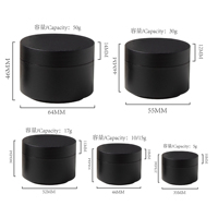 Pot en plastique PP noir vide de 5 ml, 10 ml, 15 ml, 17 ml, 30 ml, 50 ml, pot vide pour crème corporelle, pot pour beurre corporel, récipient vide pour gommage corporel