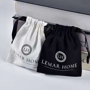 Wholesale Eco Friendly Cotton Custom Logo Printed Gift Small Pouch Cotton Drawstring Bag for Jewelry