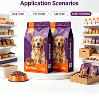 Sacs d'emballage alimentaire personnalisés pour animaux de compagnie, sacs en Mylar à fond plat, sac pour nourriture pour chiens, chats et animaux de compagnie avec valve et fermeture éclair