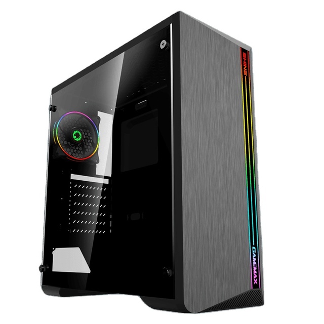 GameMax Shine ATX Mid-Tower Computer Case ARGB Front Panel Bottom Loaded PSU Steel Construction 12cm Fan Supports Max ATX Board