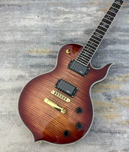 Guitarra Eléctrica Geake LP-11 Tiger Stripe LP con Puente Pequeño, Detalles Dorados, Cuerpo <span class=keywords><strong>de</strong></span> <span class=keywords><strong>Arce</strong></span>, Acabado Marrón, Excelente Sensación al Tocar y Tono - Product Image 2