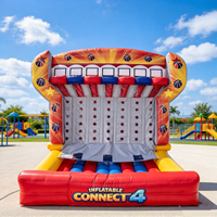 Jeu gonflable interactif commercial pour adultes, très demandé pour la location, incluant des jeux de basket-ball gonflables, Connect 4 et jeux de tir de carnaval