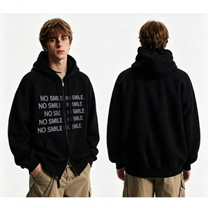 2026 Men's Heavyweight Streetwear Zip-Up <strong>Hoodie</strong> - American Retro Contrast Letter Print Jacket, Oversized Casual Hooded Cardigan - Product Image 1