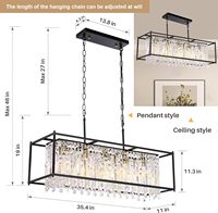 MEEROSEE Lustre Rectangle Or pour Salle À Manger Pendentif Long Bar Lumière Hôtel Chambre Nordique Moderne LED Plafonnier MD98029