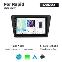 Autoradio Android DUDUAUTO avec GPS et DSP intégrés, écran tactile 9 pouces pour Skoda Rapid 2014-2015