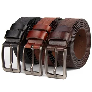 Ceinture à boucle ardillon en cuir d'usine en cuir de vachette de haute qualité en gros Design haut de gamme Ceintures pour hommes en cuir véritable bon marché