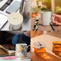Couvre-tasses en silicone multicolores avec logo personnalisé, réutilisables, anti-poussière, souples, avec support pour cuillère, ajustement universel pour tasses