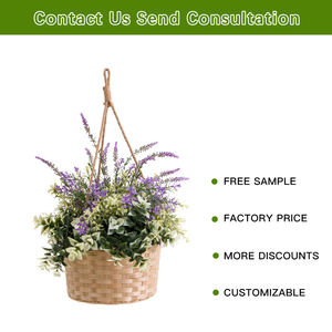 HL-141 बॉक्सवुड फलों के साथ असली नकली प्लास्टिक लैवेंडर दिखते हैं, जो फूलों की टोकरी - Product Image 2