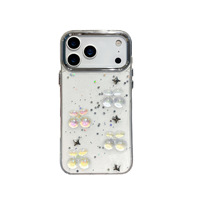 Coque de luxe 3D cerise scintillante coréenne et japonaise pour iPhone 17/16 Pro Max, étanche IPX5, antichoc, en TPU+PC, transparente et personnalisable