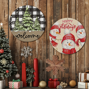 Personalizada rústica redonda de madera Feliz Navidad festiva rebanada adornos para Navidad - Product Image 1