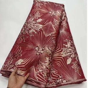 2023 vente chaude robe de couleur blanche bonne qualité dentelle et 100% Polyester fleur brocart Jacquard pour les femmes robe de mariée - Product Image 5