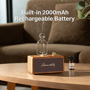 Manufacturer OEM Luxury Wooden Glass Waterless Essential <b>Oil</b> Aroma <b>Diffuser</b> Chargeable Battery Powered Fragrance Scent <b>Diffuser</b> - Product Image 1