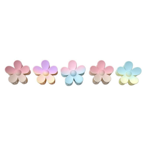 Fermaglio per capelli a forma di fiore a cinque petali con gradiente satinato da 8 cm per donne e ragazze - Product Image 2