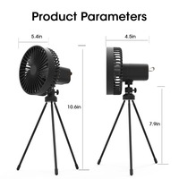 Ventilateur de camping rétractable 1200mAh Rechargeable Portable USB ventilateur de plafond sans fil bureau ventilateurs électriques trépied pliant maison extérieur