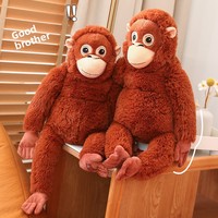 Peluche Gorille Singe Brodé Super Doux Rembourré Coton PP Jouet en Peluche Singe à Longues Bras Cadeau Unisexe