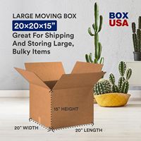BOX USA 12er-Pack Große Umzugskartons aus Wellpappe 20x20x15 Büro Heim Aufbewahrung Versand Recycelt Ausstellung Supermarkt