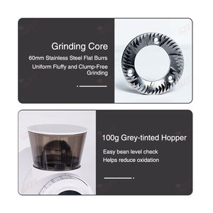 Ajuste de finura de 14 niveles Cuantitativo Eléctrico 60MM Rebabas planas Molinillo de granos de café Espresso Fresadora de café 110V 220V - Product Image 4