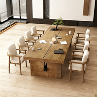 Mesa de Reuniones Comercial de Madera, Mesa de Conferencia Resistente para Oficina, Sala de Negociación Empresarial