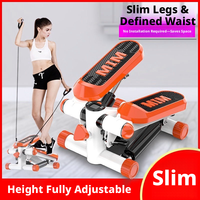 Mini stepper avec bandes de résistance, appareil compact de marche sur marchepieds avec écran LCD pour entraînement cardio, des jambes et du corps entier à domicile