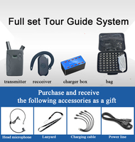 Système de guide touristique sans fil W2435, casque à oreille libre, portée de 200 m, autonomie de 25 h, récepteur à crochet d'oreille pour visites d'usine, de musée et de groupes