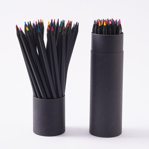 Lápiz para colorear de 24 colores, papel de madera negro respetuoso con el medio ambiente, lápices de colores con logotipo personalizado - Product Image 1