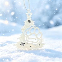 Ornement de Noël personnalisé avec empreinte de patte d'animal, lettre nominative sur mesure, élégant, marron doré, patte de chien ou de chat, décoration suspendue en acrylique pour Noël