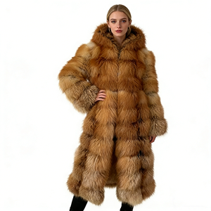 <span class=keywords><strong>Cappotto</strong></span> Lungo da Donna <span class=keywords><strong>in</strong></span> Vera <span class=keywords><strong>Pelliccia</strong></span> di Volpe Rossa, Casual, <span class=keywords><strong>con</strong></span> <span class=keywords><strong>Cappuccio</strong></span> e Traspirante, per l'Inverno - Product Image 1