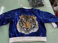 Vente en gros sur mesure Bling Performance Sequin Jacket Jersey Sequins Manteaux Femmes SequinedJackets Animal Tiger Coat