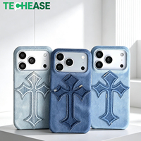 Fabricant d'étuis de téléphone, logo personnalisé, motif en denim croisé, housse de téléphone portable, vente en gros d'accessoires de téléphone portable, PU, commande OEM ODM