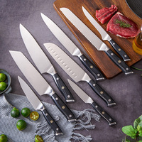 5cr15mov Roestvrijstalen Keukenmesset Klassieke Japanse Kookvleessnijder Klein Keukenmes Zwart Hout Stalen Punt Chef 'S
