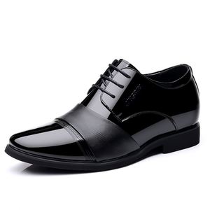 Mocassins en cuir à bout pointu pour hommes, à enfiler, avec talon compensé dissimulé, nouvelle collection, en cuir véritable, pour le bureau, la carrière et les mariages - Product Image 1